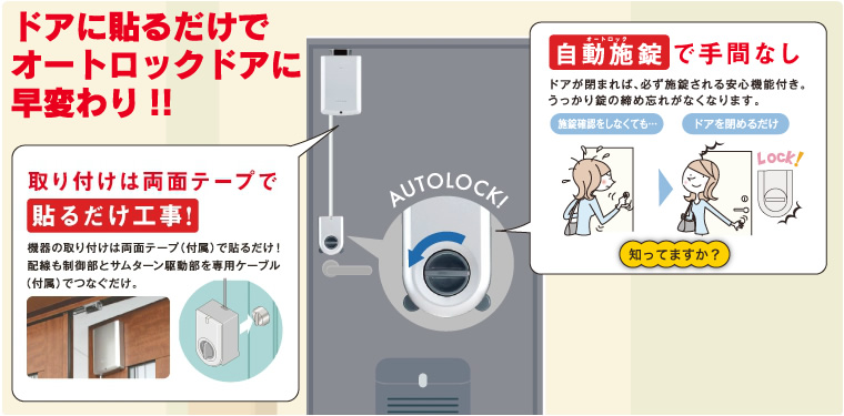 ドアに貼るだけでオートロックドアに早変わり